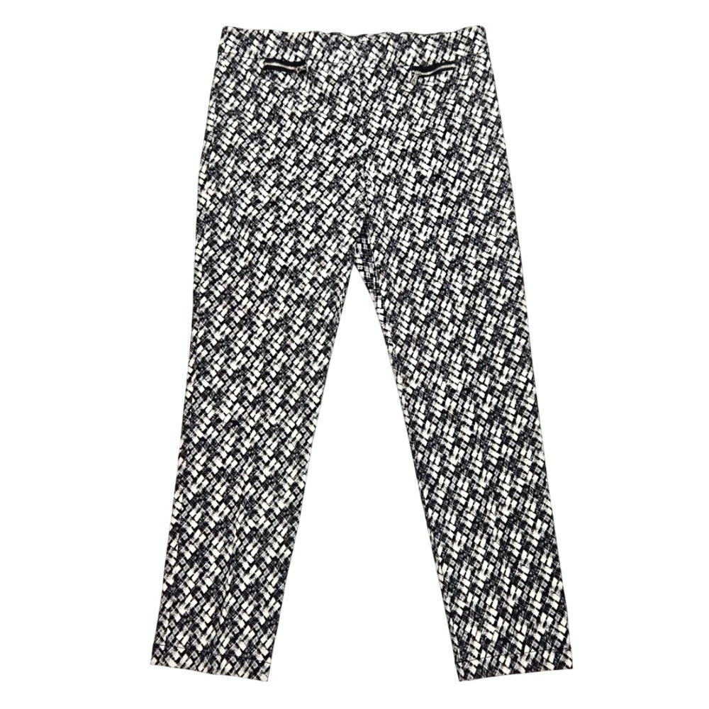 Emaline Berlin Black White Geometric Ankle Pants Womens Size 14 NWT